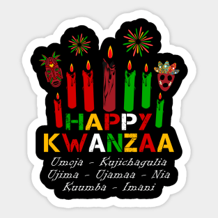 Happy Kwanzaa Seven Candles Principles Africa Celebration Sticker